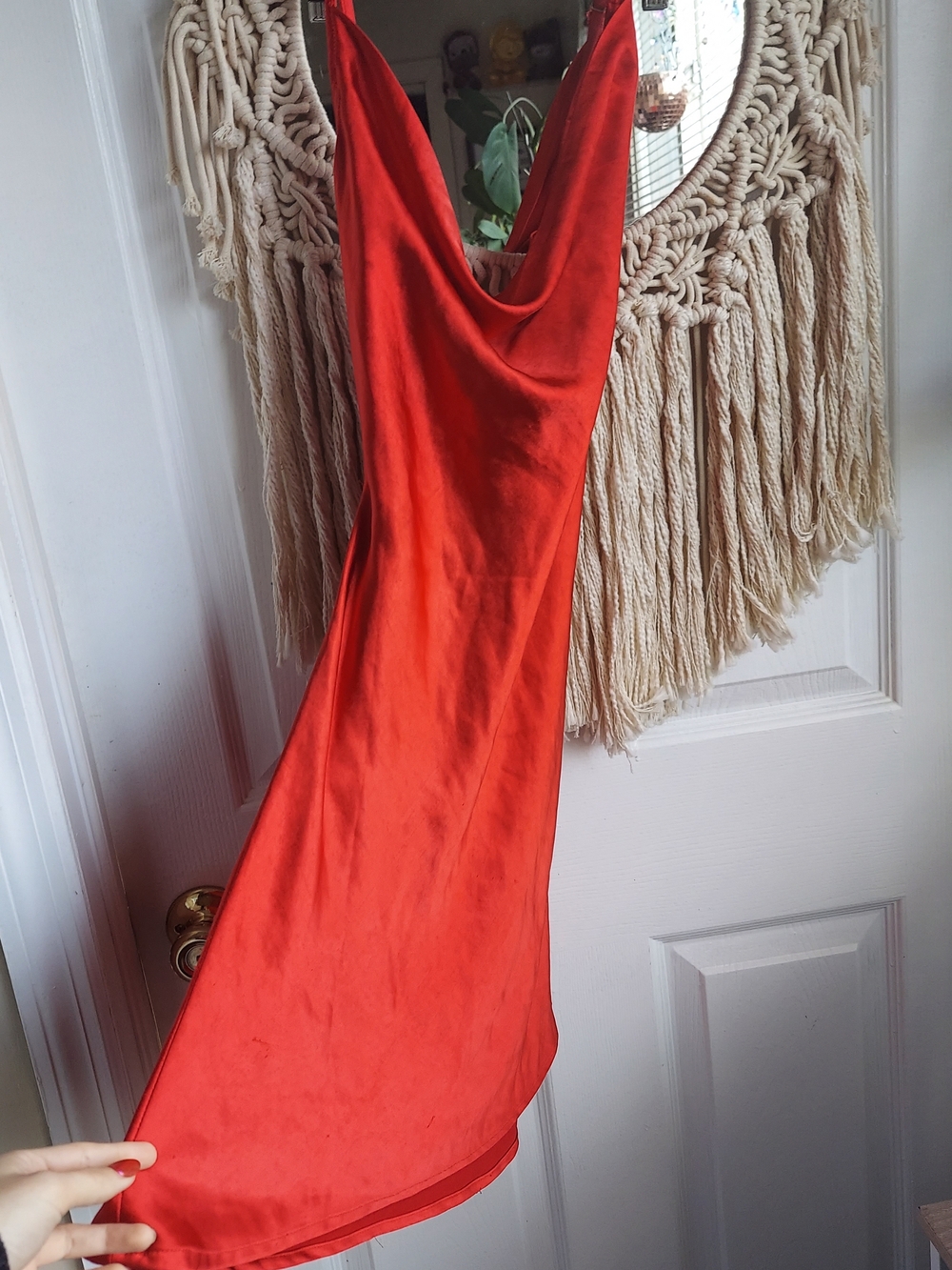 Motel Rocks Strapless Cowl Neck Red Slip Dress